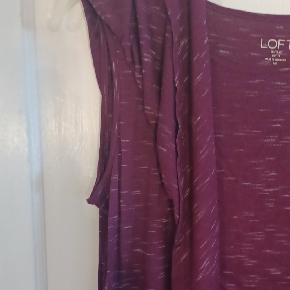 LOFT Women's Deep Purple Blouse Medium P New With Tags - Picture 4 of 6